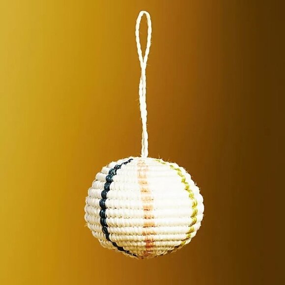 Anthropologie 9 Piece Woven Raffia Bauble Ornament - Picture 1 of 2